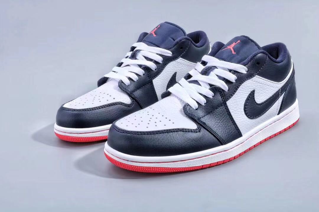 2019 Air Jordan 1 Low Midnight Black White Red Shoes